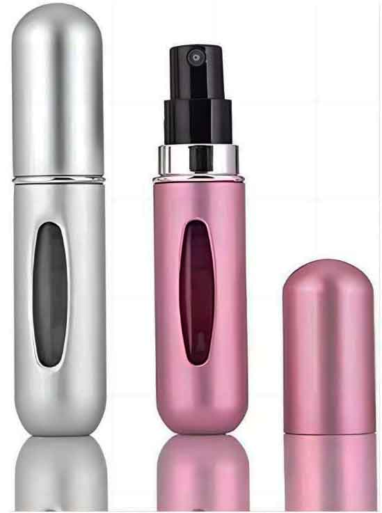 Un bote de perfume recargable es genial para regalar en una caja de los 5 sentidos de mujer